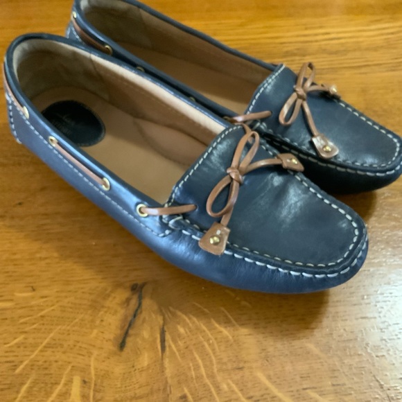 Navy leather driver loafers - Picture 2 of 5